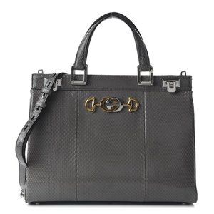 NWT GUCCI GG ZUMI MEDIUM TOP HANDLE PYTHON SATCHEL BAG